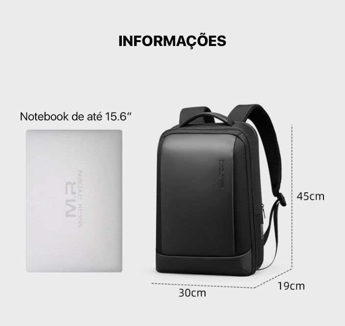 Mochila Executiva de Viagem Notebook 15.6" Porta USB Modelo Outdoor Tech Mark Ryden